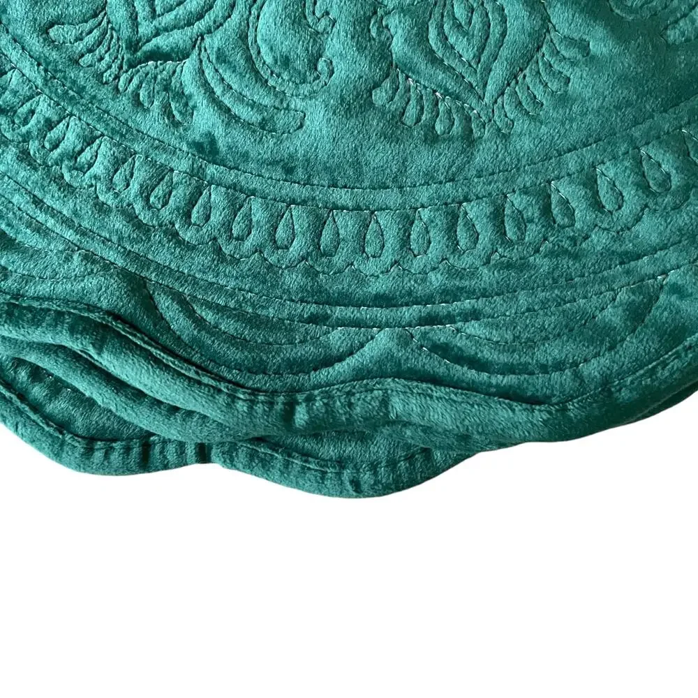 Tahari Medallion Christmas Green Velvet Velour Placemat Set Round 16